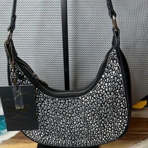 Chic Black and Silver Studded Shoulder Bag